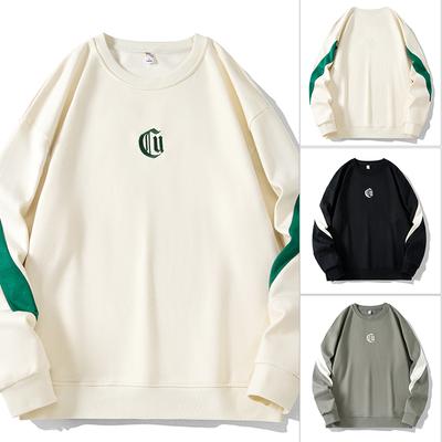 Embroidered Sweatshirt Men's Autumn Outfit Loose Casual Plus Size Long Sleeved T-shirt