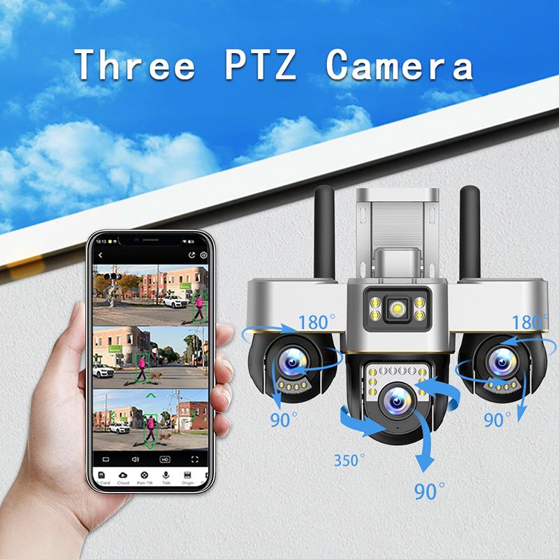 9MP V380 Wireless Outdoor WiFi Camera with Three Lenses and Full-Color 4G HD Monitoring