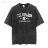 Colorado Flag Vacation Souvenir Mountains Womens or Mens Crewneck T Shirt Long Short Sleeves Vintage Washed Breathable Casual