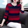 Vintage Striped O-neck Trend All-match Slim Fit Spring Summer Women's Clothing Simple Elasticity Comfortable T-shirts