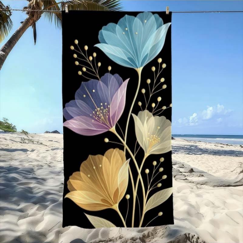 

Flower Art Illustration Pattern Beach Towel, Super Absorbent Beach Towel, Comfortable and Practical Quick-Dry Swimming Towel W30*H60(CM)