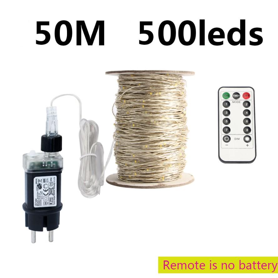 

50M/120M светодиодные гирлянды из серебряной проволоки, гирлянда для уличной новогодней рождественской елки, украшения для садовой вечеринки Warm white&EU Plug