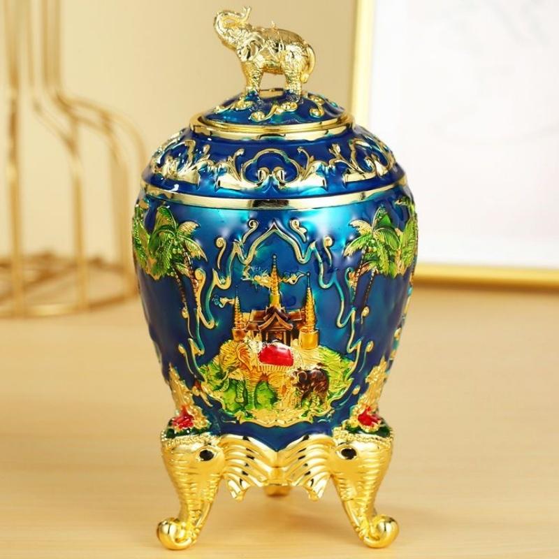 Automatic Push-type Toothpick Box Alloy Elephant Toothpick Holder Dresser Desktop Organizer Display Party Decoration Unique Gift