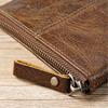 Mens and Women Retro Real Leather Zipper Wallet Card Holder Small Coins Keys Pocket Money Storage Pouch with Chain Key-ring