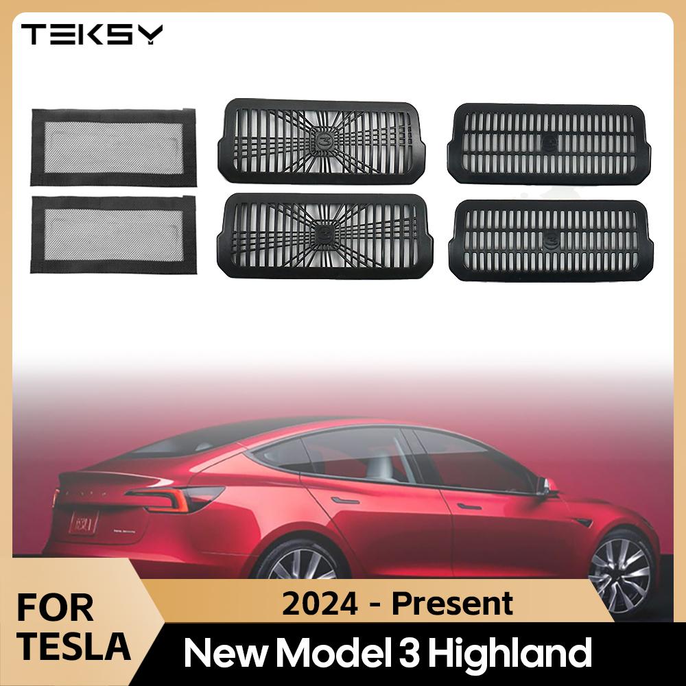PDJN7 For 2024 Tesla Model 3 Highland Under Seat Rear Air Vent Protect Cover Anti-blocking Backseat Outlet Grille Protector Accessorie