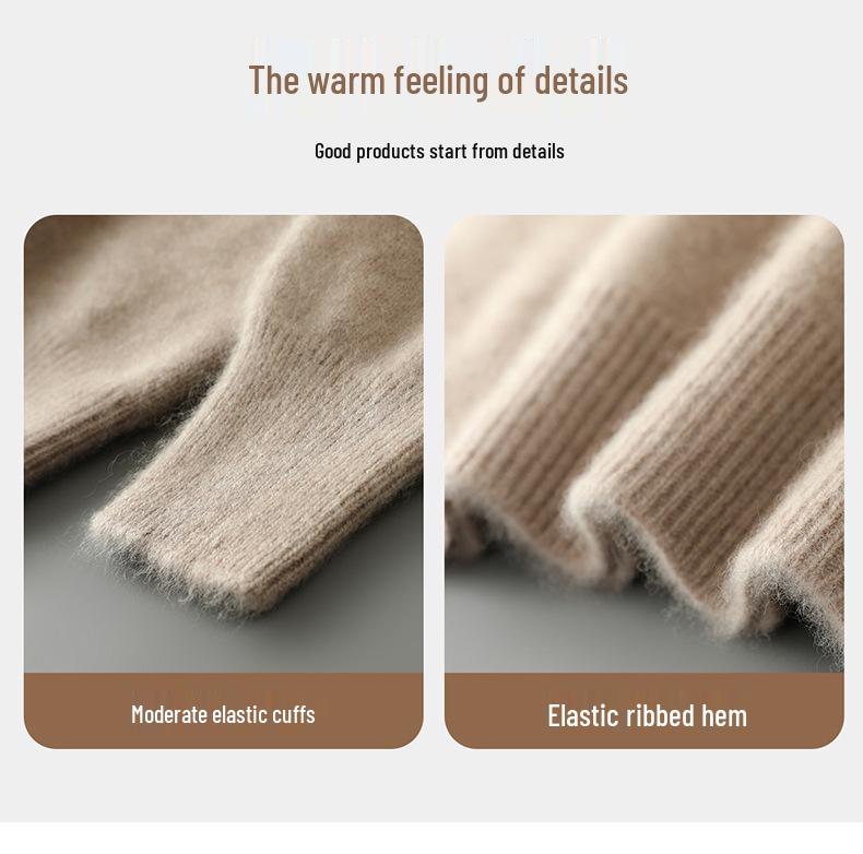 Men's Pure Wool Half-High Collar Thick Business Pullover Sweater - Loose Knit Base Layer