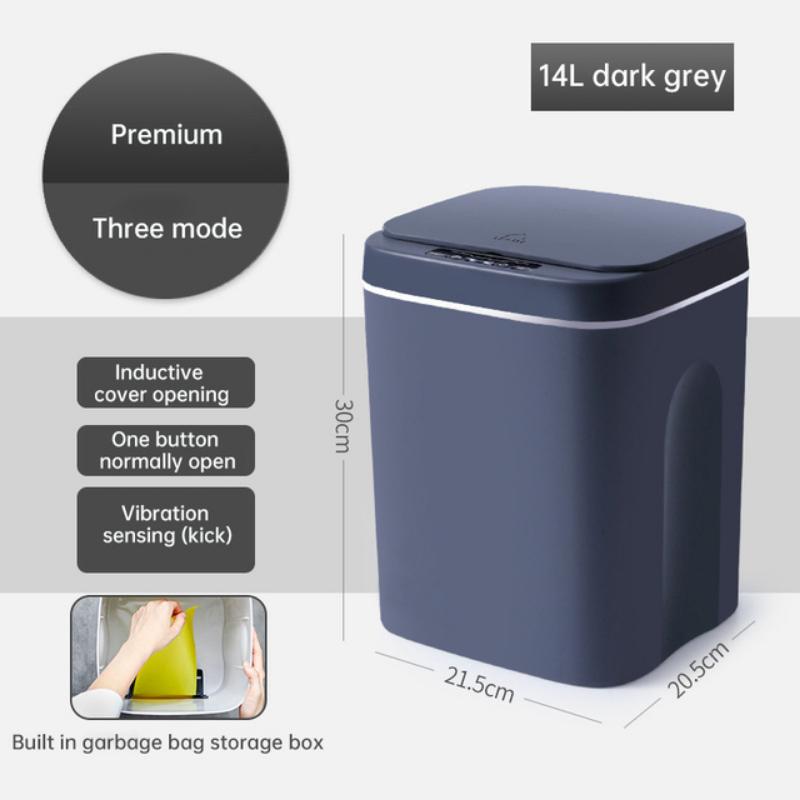 18Lnew Luminous Intelligent Automatic Induction Trash Can Kitchen Living Room Toilet Spray Disinfection Folding Storage Box Home