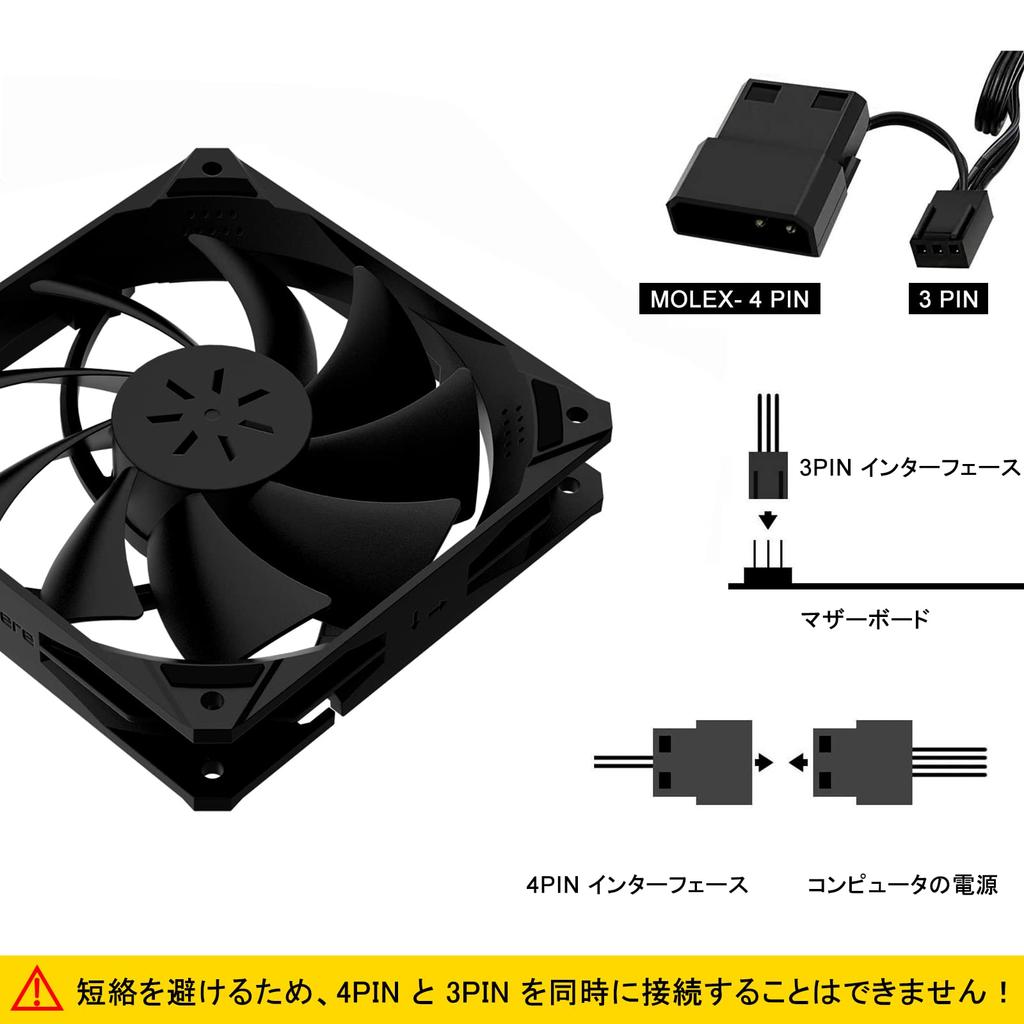 Novonest PC Case Fans, 120mm, Quiet, High Performance, 3-Pin Connector, Slim Design, 5 Fans per Set, All Black [NK12BK3-5]
