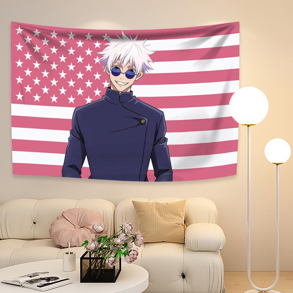 

Сатору Годжо Розовый Флаг Аниме Японский Гобелен Настенный Декор Подарок Отаку Идеально Для Поклонников И Яркой Эстетики Комнаты 29x37in