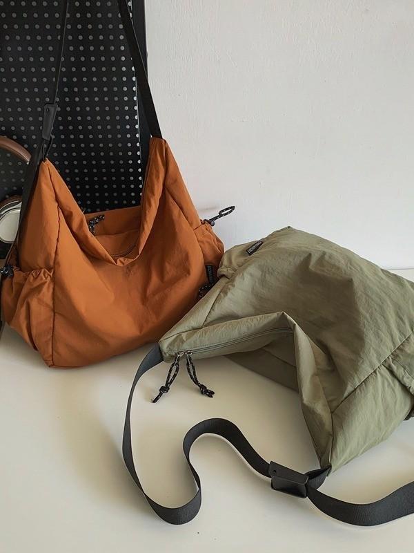 Nylon Tote Bag With Zipper Pocket For Casual Travel And Daily Use