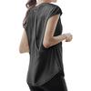 DAYCLOSET Short Sleeve Mesh Yoga Pilates Loose Size Black Women's Top, Wear, Fit, Quick-Drying, Sweat-Wicking, Breathable, Thin, Yoga184, L,