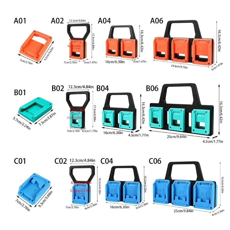 Wall Mounted Battery Storage Organizers Plastic Display Rack Drop Resistant Battery Tool Holder Base Fixing Devices