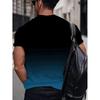 Men's Gradient Crew Neck T-Shirts with "BLACK" Print Short Sleeve, Ideal for Summer Casual & Outdoor Wear In Black, Blue, Yellow, Red, & Gray