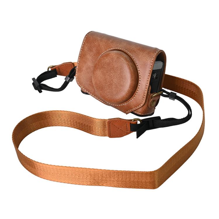 Custodia a sacca per fotocamera a corpo intero in PU-pelle retrò con apertura a tirante e tracolla, Custodia protettiva per Canon G7 X Mark III / SX740 HS