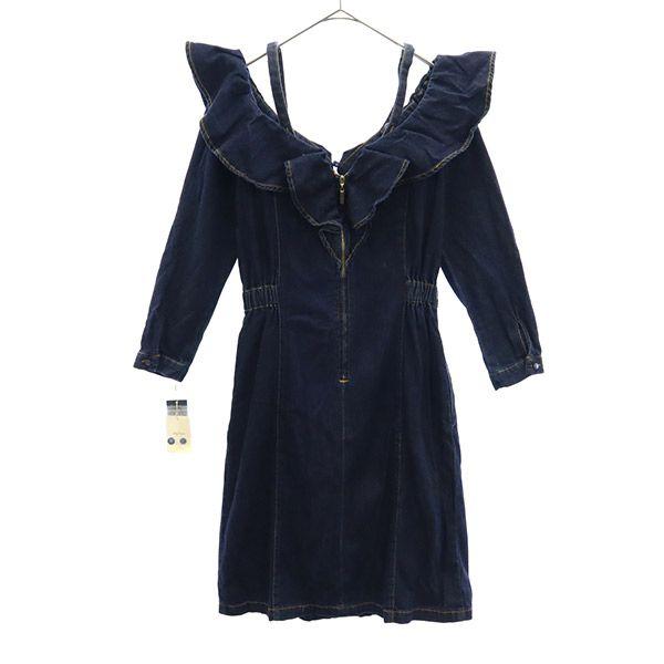 Lily Brown Unused Long Sleeve Frilled Denim One Piece F Navy LWFO181003 Women Used