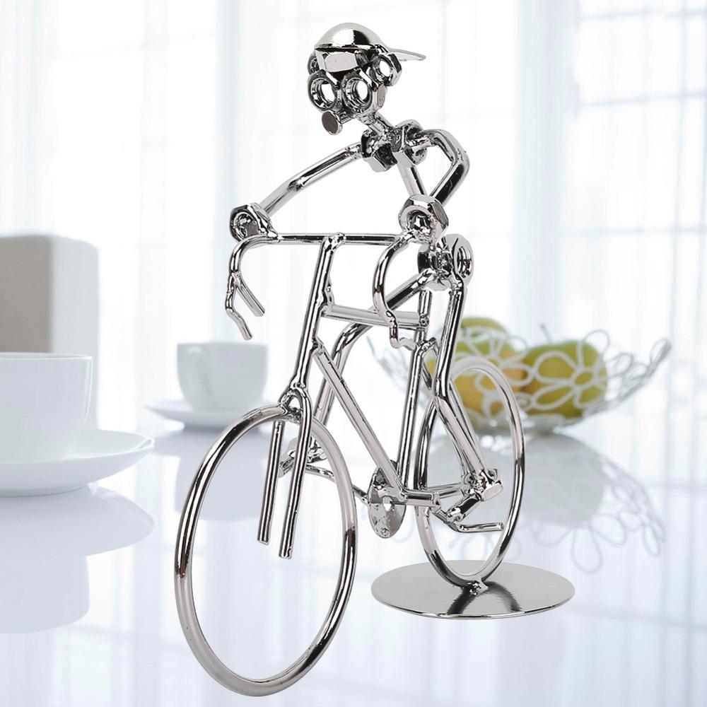 Metal Construction Bicycle Rider Model Abstract Home Decor Ornaments  For Bicycle Enthusiast