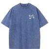 Unisex Sommer kurzärmlig g Gewicht gewaschen Retro Laufen Sport Muster Baumwollstoff reine Baumwolle locker T-Shirt