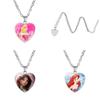 Nuovo Cartone Animato Frozen Elsa Principessa Ciondolo a Forma di Cuore Collana per Bambini Biancaneve Sirenetta Accessori