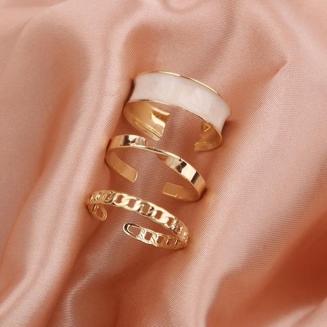 Set de inele cu lanț din rășină punk cool pentru femei, modă simplu, hiphop, la modă, alb, verde, reglabil, inel deschis, bijuterii, cadou pentru fete