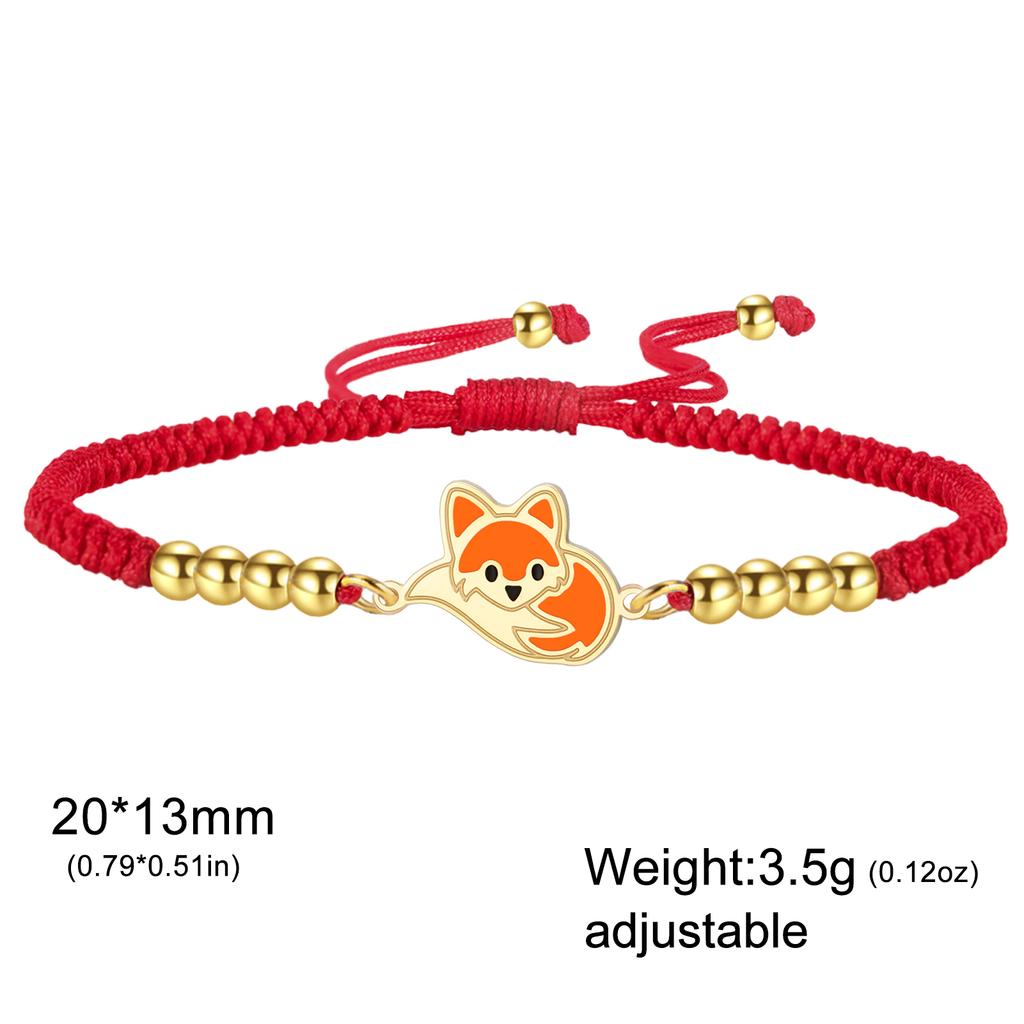 Edelstahl Fuchs Anhänger Armband für Damen Mädchen Verstellbares Seil Fuchs Armband Niedliches Tier Schmuck Geschenk
