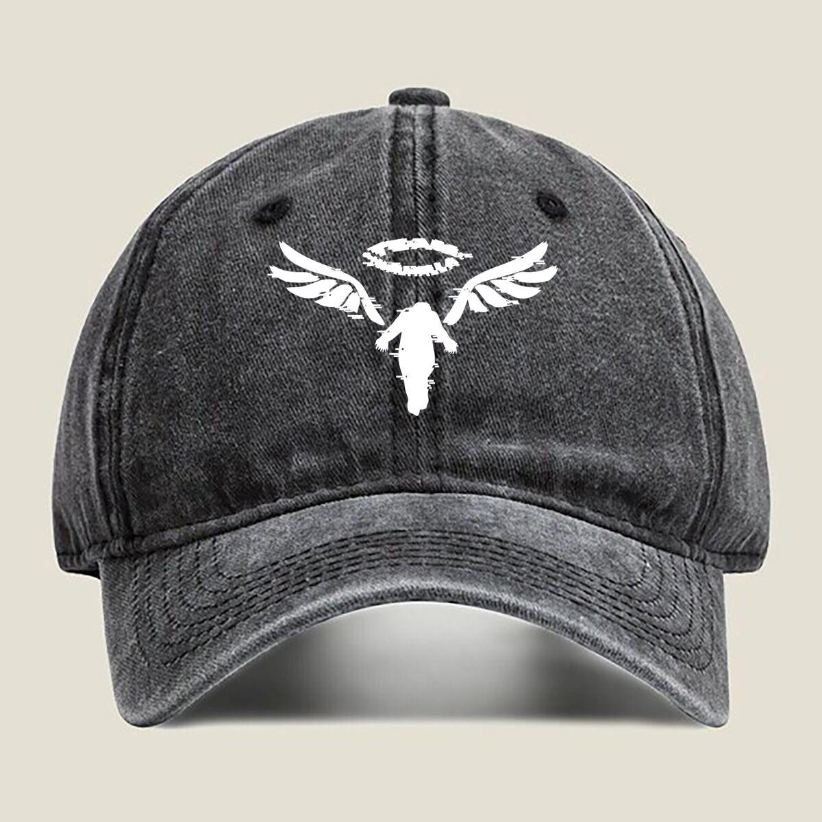 Angelic Winged Silhouette Fashion Washed Baseball Cap Hat Outdoor Activities One Size чёрный