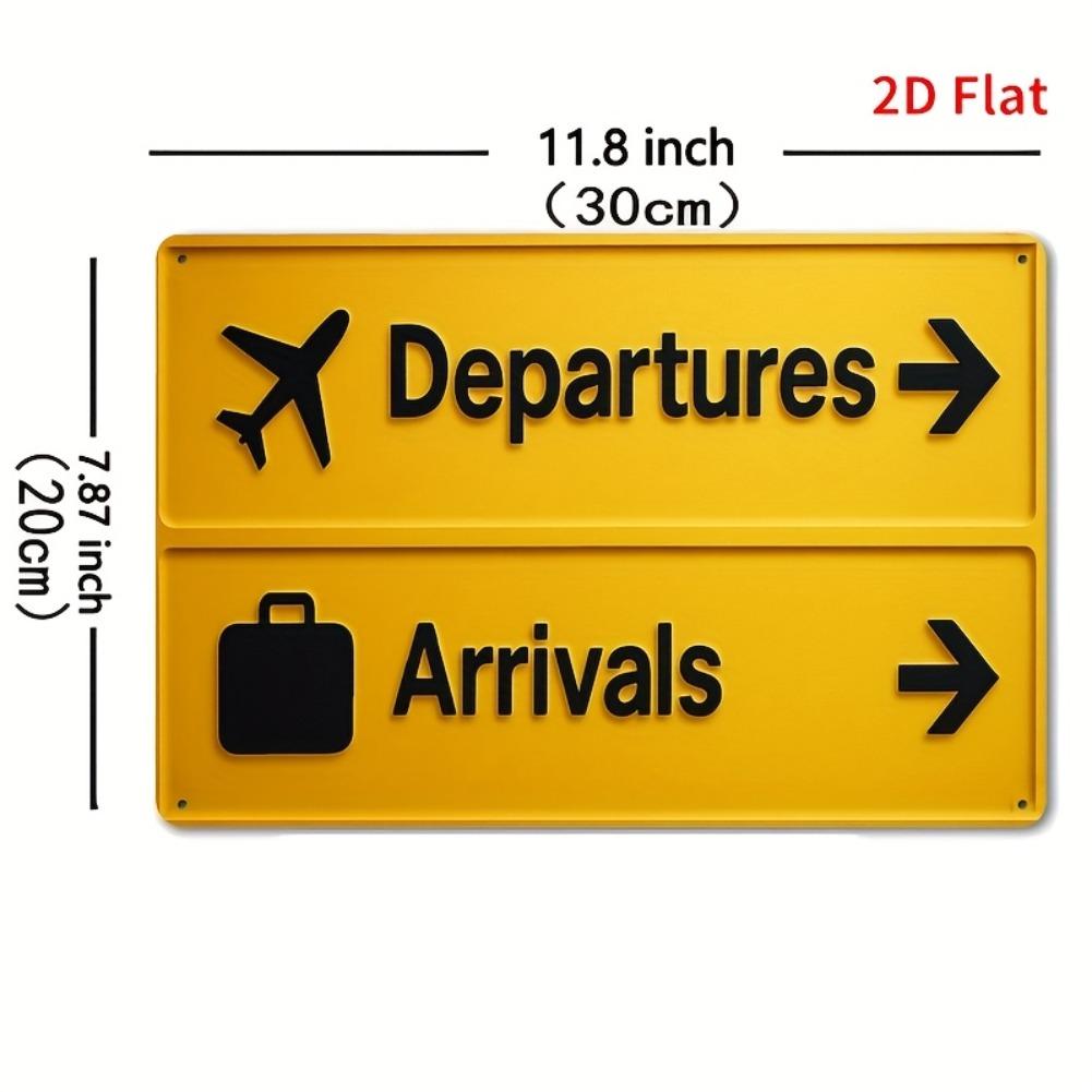 

1 шт. 2D Плоский 8x12 Винтажный Аэропорт Отправления и Прибытия Металлическая Табличка - Ретро Самолет/Чемодан Настенное Искусство для Бара Кафе Пляжа 20x30cm