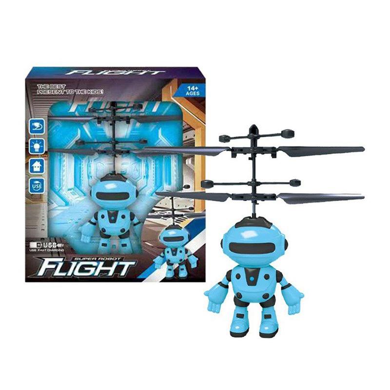 Mini Electric Fly Robot RC Airplane Infrared Induction USB Charging Plastic Toys for Kid Xmas Gifts