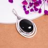 Schwarzer Onyx - Brasilien 925 Sterling Silber Anhänger V8265, Schwarzer Anhänger, Ovaler Anhänger, Valentinstagsgeschenk, Geschenk für Sie, Geburtstagsgeschenk, handgefertigter Schmuck