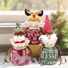 Weihnachts-Jutesäckchen mit Kordelzug und Zeichentrickfiguren - Schneemann, Alter Mann, Rentier und Apfel-Design für Kinder