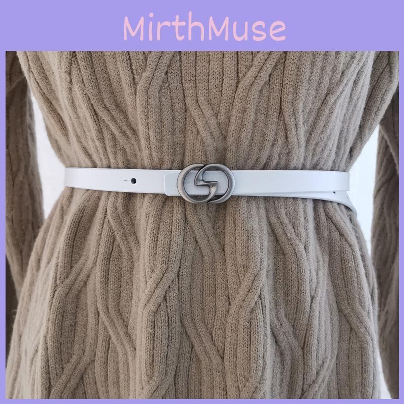 Women Cowhide Modern Belt Slim Leather Waist Belt Snap Closure Outfits Daily