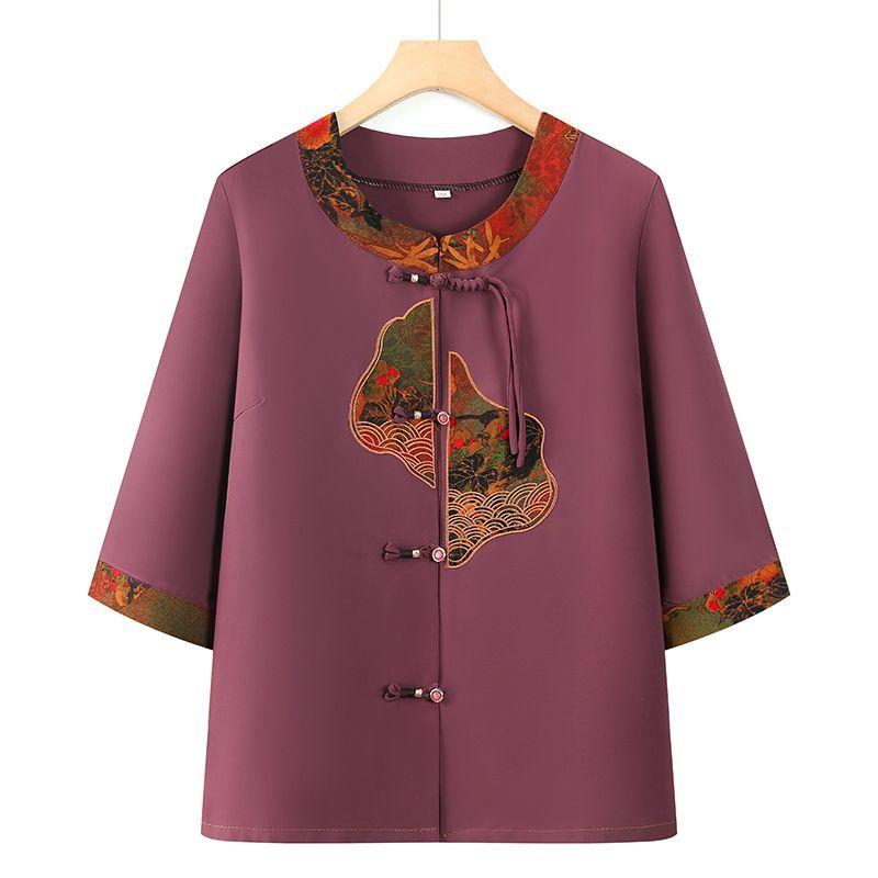 

Китайский традиционный кардиган для бабушки, летний легкий трехмерный крой, подарок на день матери 5XL фиолетовый