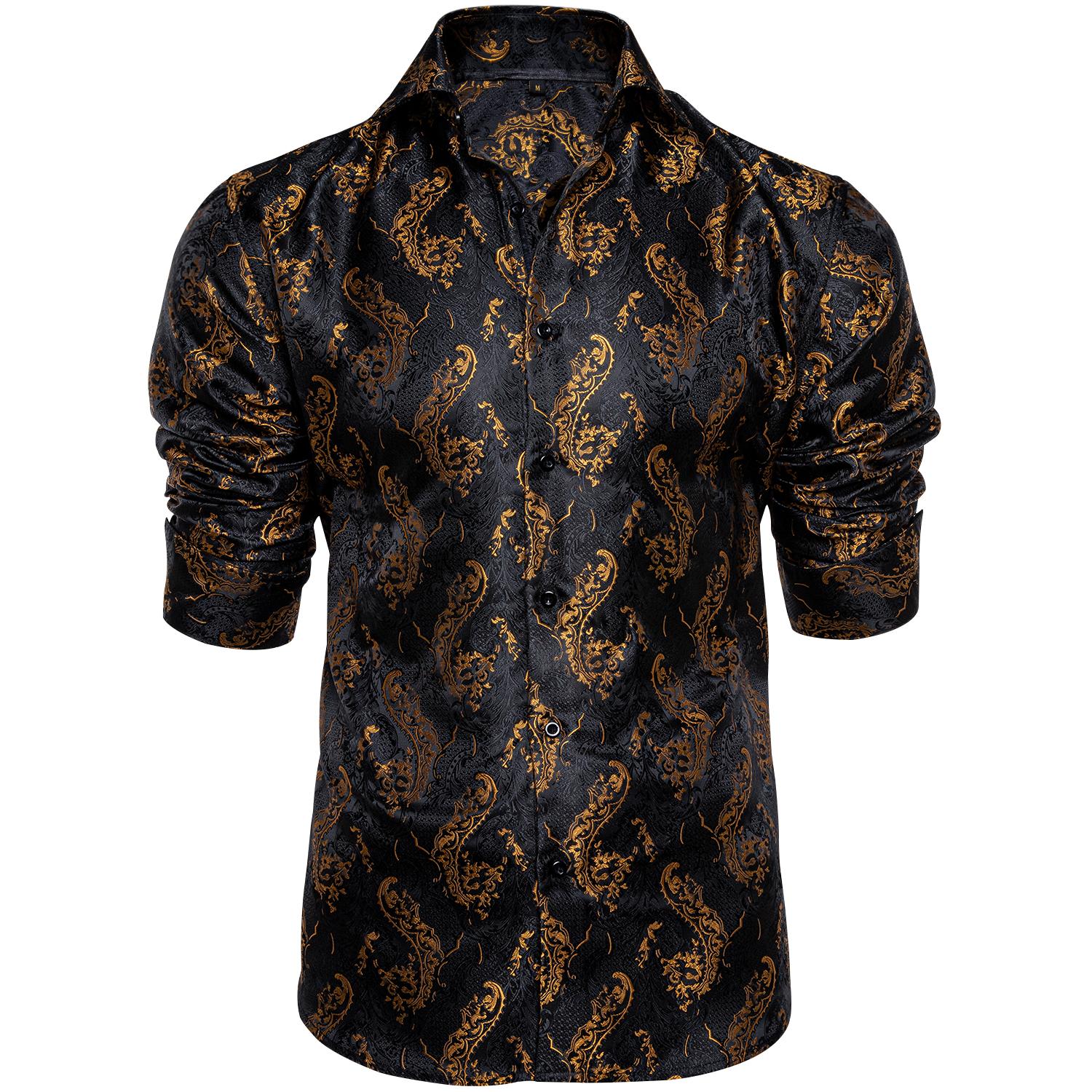 

Чоловіча сорочка з пейслі, червоний, синій, зелений, сірий, сорочка з пейслі, шовкова сорочка з довгим рукавом, ділові повсякденні сорочки XXXL чорний