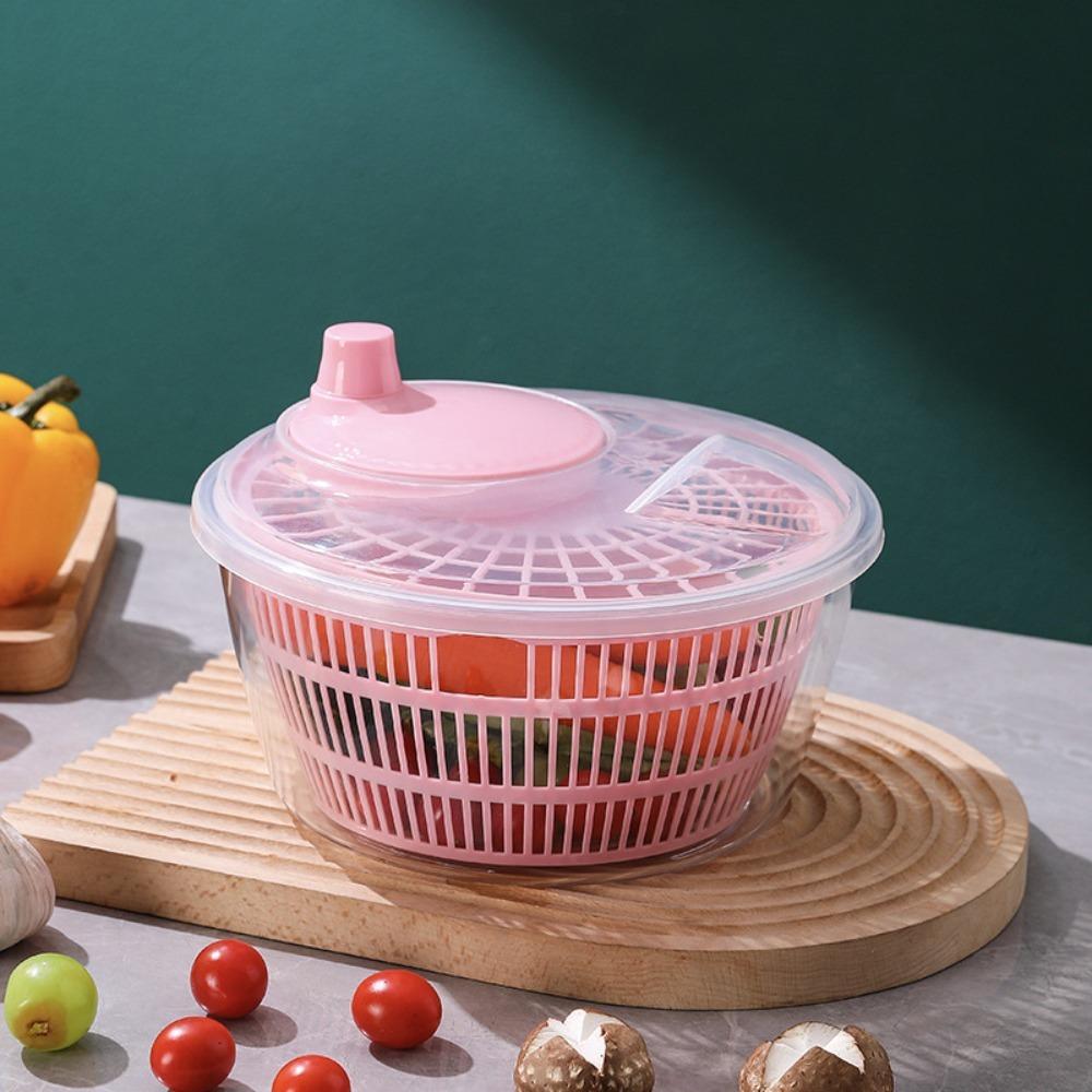 Hand-Cranked Vegetable Washer Dryer Plastic Spinning Drain Basket  Salad Preparation