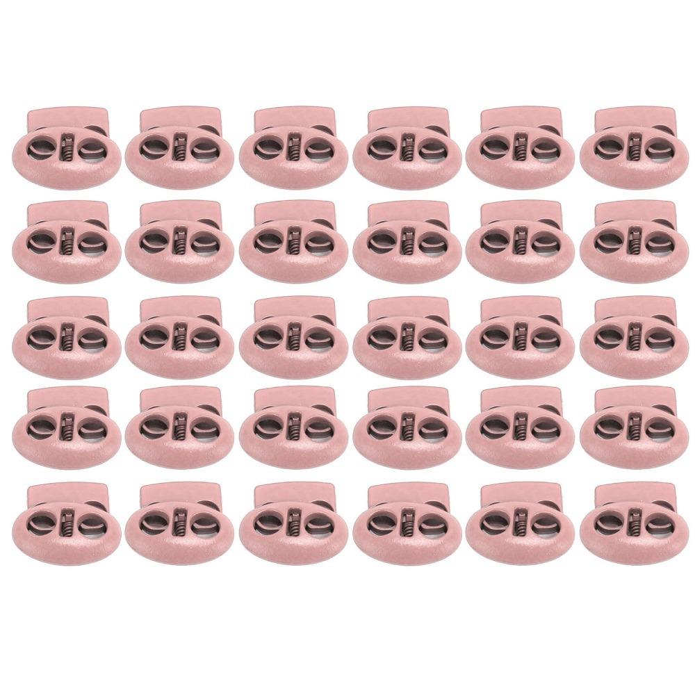 30pcs Metal Alloy Spring Cord Locks Double Hole Drawstring Stoppers End Toggles  For Drawstrings