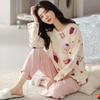 Spring and Autumn New Pajamas Women's Autumn Casual Long Sleeves Fresh and Cute Cartoon Pullover Women's Loungewear Autumn and Winter Suit