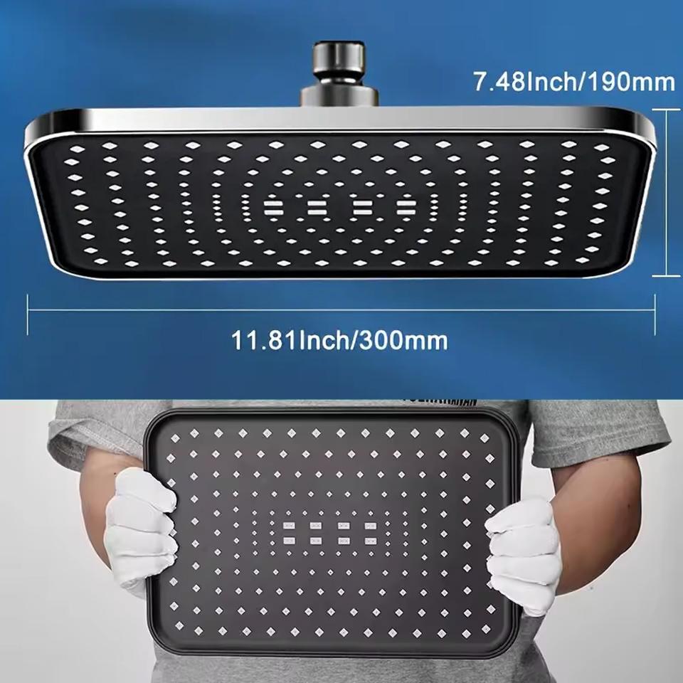 Top spray showerhead 30cm Large Size High Pressure Overhead Rain Large Flow Booster Rain Shower Head 360° Rotation Water Saving