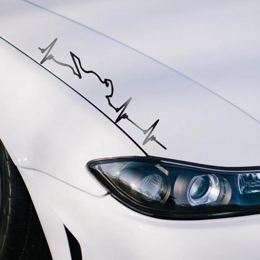 Reflective Car Sticker Heart Electrocardiogram Vinyl Decal Personalized Auto Body Window Styling Decoration Sticker Accessories