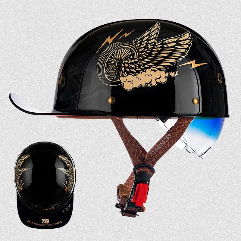 Motorcycle Helmet Baseball Cap Half Face Capacete De Moto Helmet with Sunglasses Motorbike Scooter Cycling Helmet DOT Approved