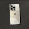Square Back Tube Protection Clear Case For iPhone 16 ProMax 14 Pro Max 12 15 Plus 11 13 Anti-Oxygen,White Stripe Petals Pattern Casing