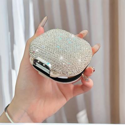 1PC Luxury Rhinestone Storage Box, Waterproof and Moisture-proof Portable Storage Box for Medicines, Vitamins, Jewelry, Earrings