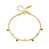 Gold Serrated Chain Bracelet with Black and White Crystal Drop Charms for Women