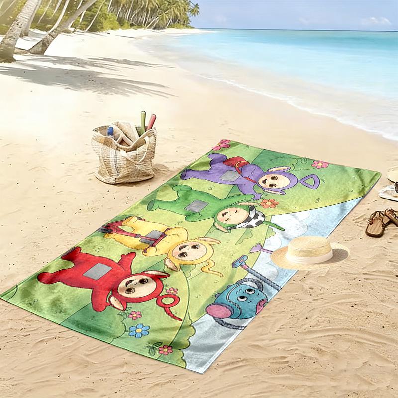Teletubbies Print Beach Towel, Large Soft Quick Dry Towel for Beach Camping Swimming