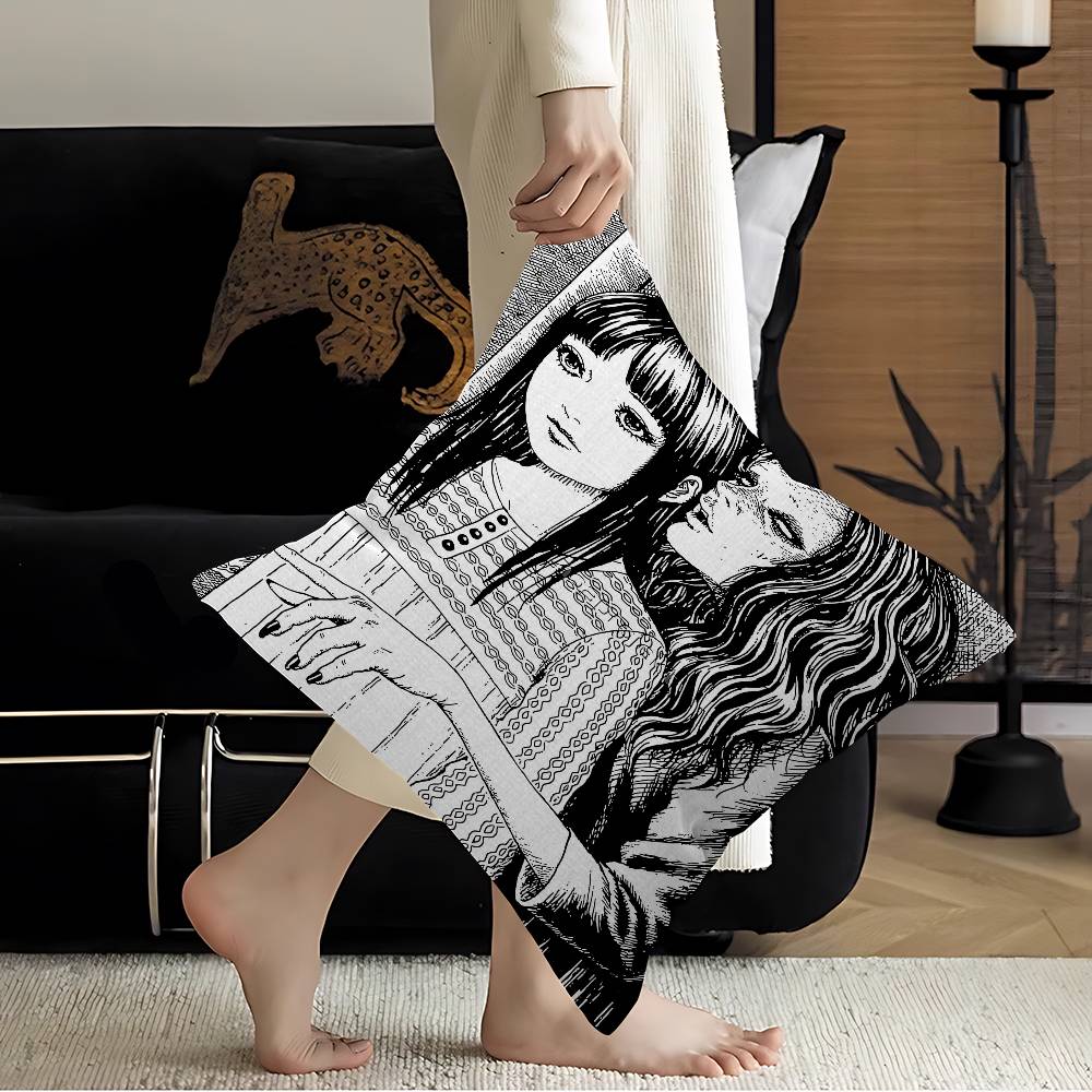 Junji Ito Tomie Retro Personalized Pillow Cover Kids Bedroom Wild Party Decor Pillowcase Kid Birthday Shower Gift