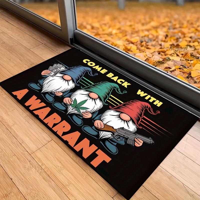 

Whimsical Gnome Trio Doormat, Playful Garden Theme Non-Slip Mat, Indoor Outdoor Polyester Rug for Porch Hallway Decor 40x60cm