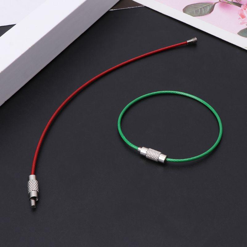 Colorful Stainless Steel Wire Keychain Cable Key Ring Chain Outdoor EDC Luggage Tag Loop Rope
