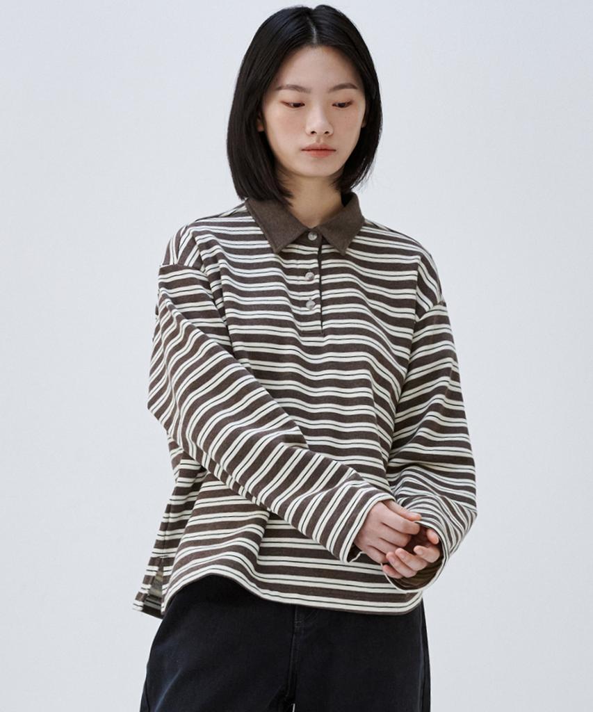 MALOUPE 5113 Striped Terry T-Shirt (Brown)