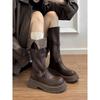 Genuine Leather Cowhide Two-Way Height-Enhancing Boots for Women - Retro High-Tube Long Knight Boots for Autumn and Winter