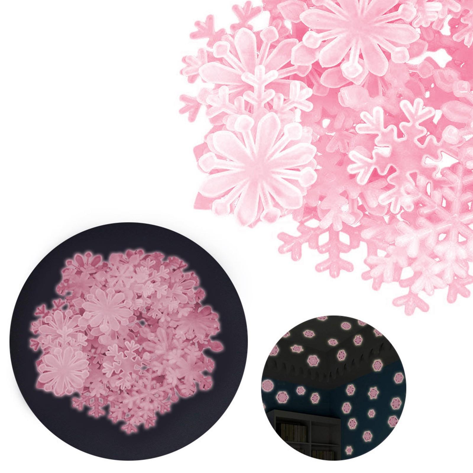 

Рождественские наклейки на стену в виде снежинок — 50 шт. Рождественские светящиеся в темноте One Size розовый