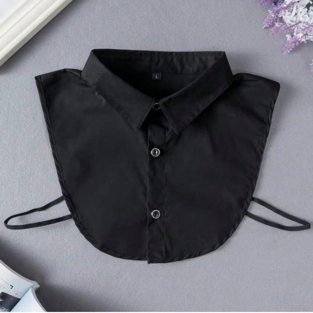 Col Faux Col de Chemise pour Femme Col Polyvalent Faux Col Col de Chemise, Col Montant Décoratif Col Pointu Accessoires Faux Col black