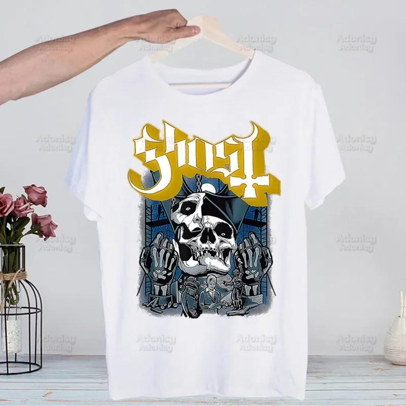 Ghost Band Heavy Metal Music Band Prevalent T Shirts print O-Neck Short Sleeve Regular Mens Heigh Quality Men Hip-Hop t Shirt